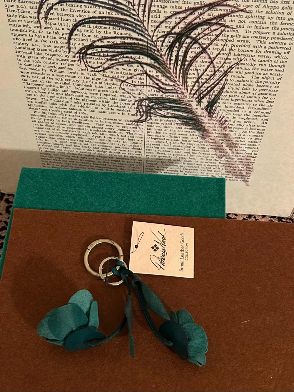 Patricia Nash (NWT) Authentic Leather Double Flower Key Holder or Bag Charm